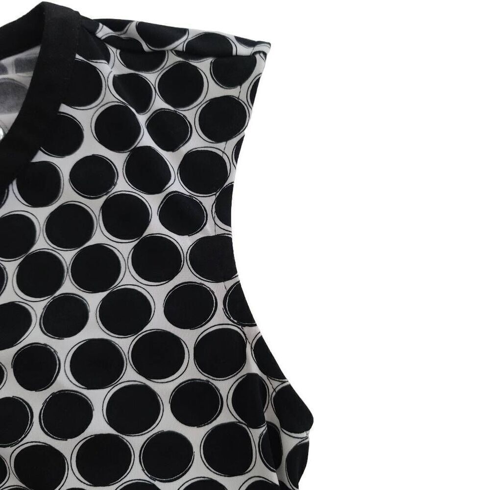 Calvin Klein Polka Dot Sleeveless Blouse Faux Leather Trim Size XS - Picture 7 of 9